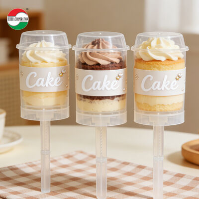 Food Grade PP Push Up Tubes Empty Clear Plastic Push Pop Containers Custom Silk Print Logo For Sushi Mousse Cake Dessert Packaging