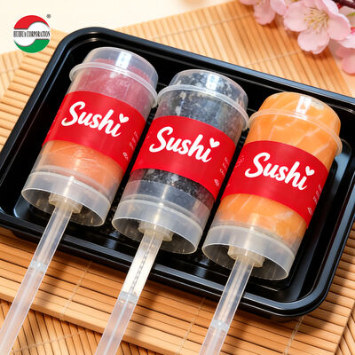 Custom Printed Eco-Friendly PP Plastic Cylinder Push-Up Tube for Serving Cake and Sushi Food Use