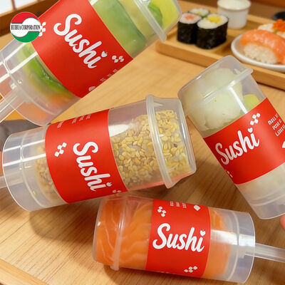 Custom Printed Eco-Friendly PP Plastic Cylinder Push-Up Tube for Serving Cake and Sushi Food Use
