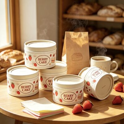 Custom Recyclable Food Grade Cardboard Can Baking Dessert Cylinder Tiramisu Cheesecake Paper Tube Cake Packaging Box