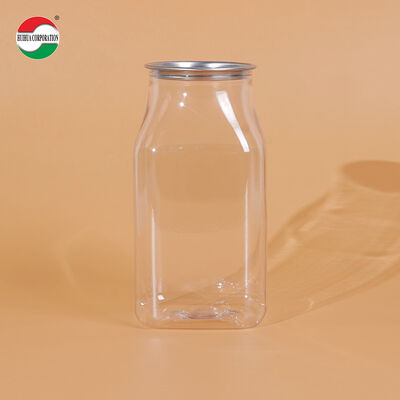 500ml Clear PET Square Beverage Can with Easy Open End Food-Grade Empty Plastic Drink Container
