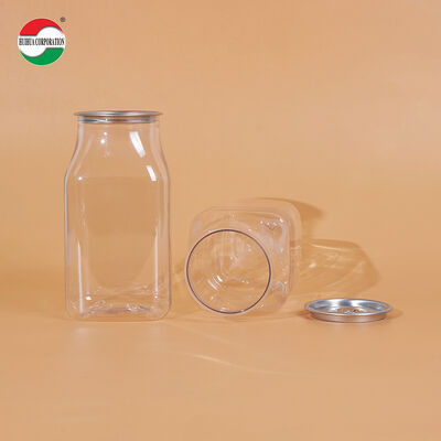 500ml Clear PET Square Beverage Can with Easy Open End Food-Grade Empty Plastic Drink Container