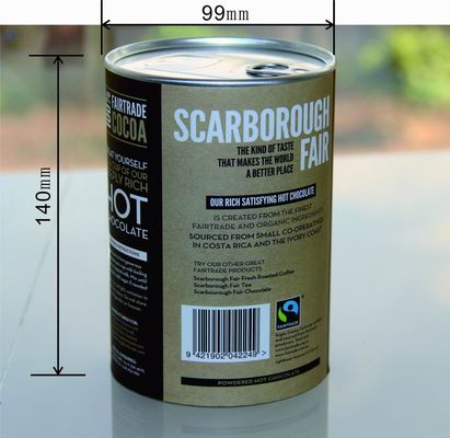 Air proof EZ open Paper Composite Rice Cans recycled round , gift tube packaging