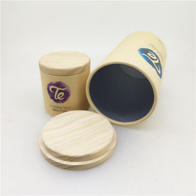 Cork Wood Lid Airtight Paper Packaging Tube / Cardboard Cylinder Containers