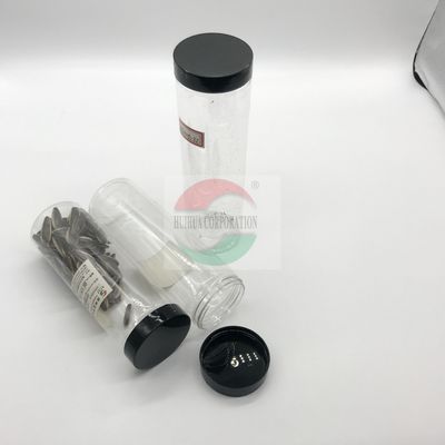 350ml 450ml Clear Plastic Cylinder , Long Shape Plastic Juice Jar With Screw Black Cap Type
