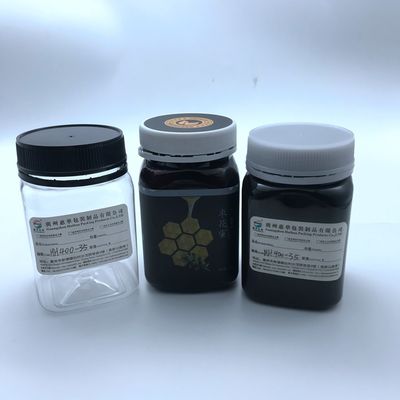 Square Shape Clear Color Pet Jars Black Color 400ml Storage Honey Plastic Jar