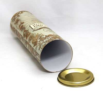 Hot Sell Luxury Cardboard Wine Bottle Cylinder Tube with Metal Lid Custom Logo Foil Stamping Gift Packaging for Champagne