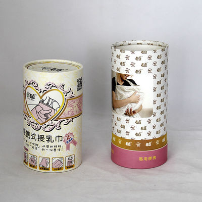 Water Proof Recyclable Cylinder Paper Cans Packaging for Handkerchief Scarves Nursing Towel