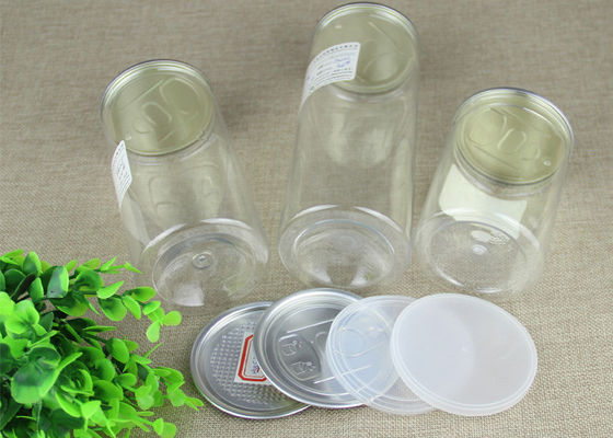 Airtight Clear PET Jar With Aluminum Easy Open Lid For Food / Snacks Packing