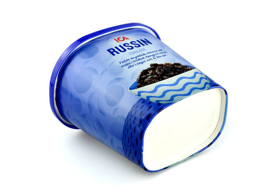 Food Grade Ice Cream Cup Empty Oval Paper Tube Packing With PE Lid