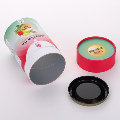 Powder Tea Packaging Paper Tube Cardboard Inner Aluminum Foil With Metal Lid