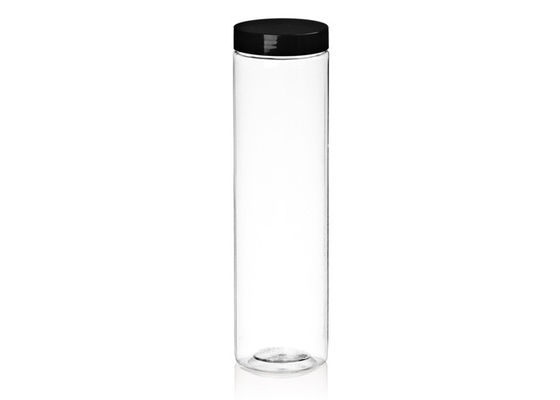 Transparent Clear Plastic Cylinder Containers Food Canned with Screwing Cap