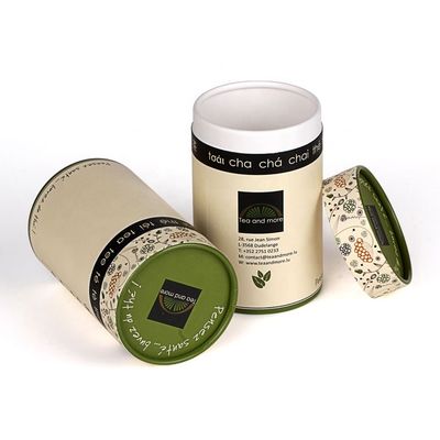 Full Color Printed Large Green Paper Tube Container Cylinder Cardboard Packaging