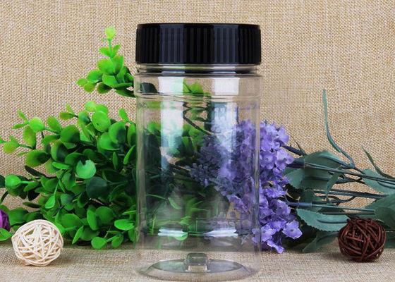 220ml / 350ml Food Clear Plastic Packaging Tubes / Cylinder PET Bottle With Security Cap