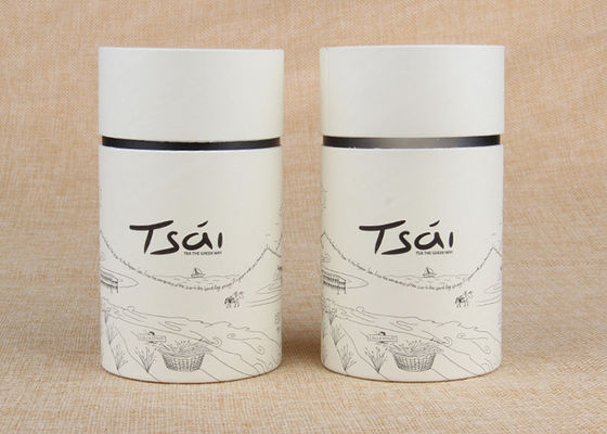 Food Package Tea Paper Tube Packaging Flat Top / Bottom Canister Custom Paper Tubes