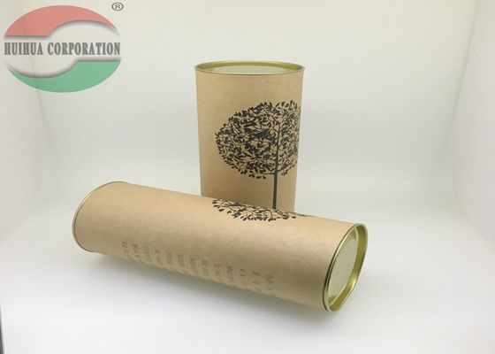 Wine Bottle Kraft Paper Tube Packing with Printed Logo / Wooden Cork Lid