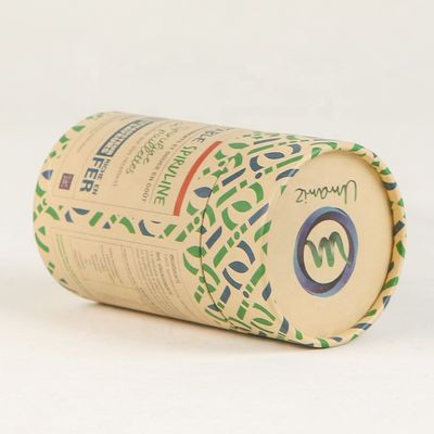 Biodegradable Cylinder Food Grade Paper Tube Can Packaging With Metal Cover