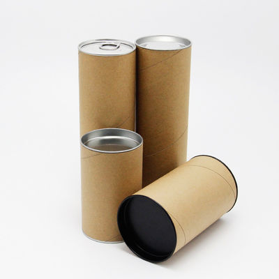 OEM Custom Design Biodegradable Foil Inner Paper Tube Can Packaging With Metal Cover