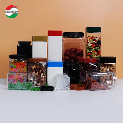 Food Grade PET Square Jar Screw Cap Direct Plastic Bottle For Clear Plastic Jars Candy Oatmeal Snacks Dried Fruit Empty Storage