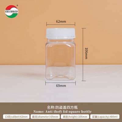 Food Grade PET Square Jar Screw Cap Direct Plastic Bottle For Clear Plastic Jars Candy Oatmeal Snacks Dried Fruit Empty Storage