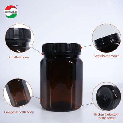 Black Custom Food Grade Airtight Plastic PET Jar Sealed with Aluminum Gasket for Dried Fruit Snack Chocolate Honey