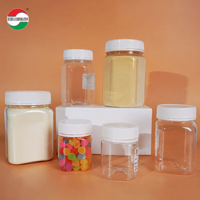 Wholesale 250g 500g 1000g Plastic Square Round Clear Bottle PET Material Food Grade Honey Container with Screw Cap Honey Jars