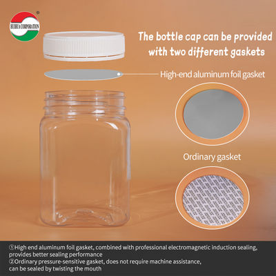 Wholesale 250g 500g 1000g Plastic Square Round Clear Bottle PET Material Food Grade Honey Container with Screw Cap Honey Jars