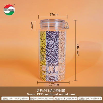 Low MOQ Good Airtight 1000ml 1500ml 1800ml PET Jar Plastic Can for Storage