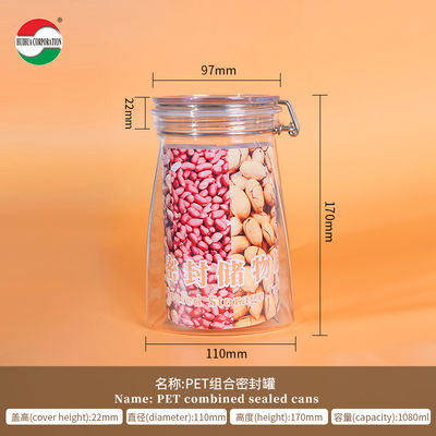 Low MOQ Good Airtight 1000ml 1500ml 1800ml PET Jar Plastic Can for Storage