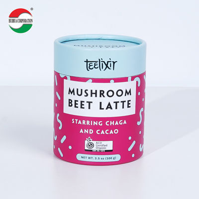 Custom Design Food Grade Tea Container Packaging Recyclable Material Luxury Candy Round Gift Boxes Kraft Paper Tube Cylinder With Seal Metal Lid Aluminum