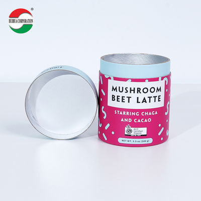 Custom Design Food Grade Tea Container Packaging Recyclable Material Luxury Candy Round Gift Boxes Kraft Paper Tube Cylinder With Seal Metal Lid Aluminum