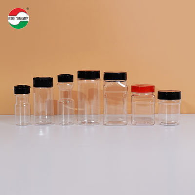 High Quality Good Transparent PET Can Plastic Jar with Butterfly Lids Screw Top Cap for Spice Seasoning Food Plastic Container Storage