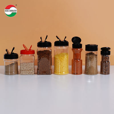 High Quality Good Transparent PET Can Plastic Jar with Butterfly Lids Screw Top Cap for Spice Seasoning Food Plastic Container Storage