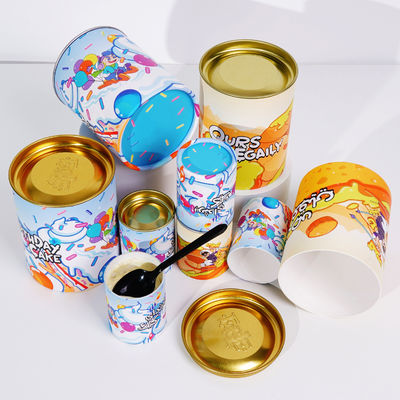 Latas compuestas de cartón y papel ecológicas y reciclables con tapa metálica para envasado de helados