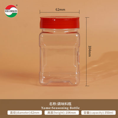 High Transparent Clear Good Airtight Food Grade 350ml Plastic Can PET Jar for Seasoning Spice Pepper Powder Salt Sugar with Butterfly Flip Lids