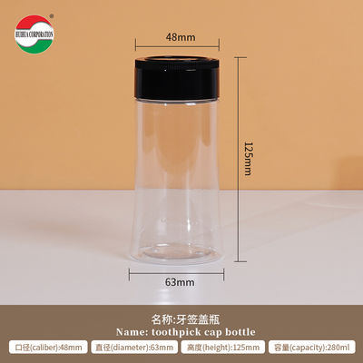 Eco-friendly Flip Top PET Condiment Plastic Jar Square Red / Black Spice Seasoning Cans