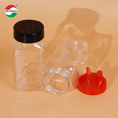 Kitchen Plastic Food Grade PET Container For Spices Salt Shaker Jars And Spices Flip Top Shaker Bottles