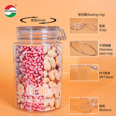High Capacity 1080ml 1280ml 1400ml 1660ml PET Plastic Jar Bottle Clear Sealed Aluminum Lid Airtight for Mushroom Pistachio Nut