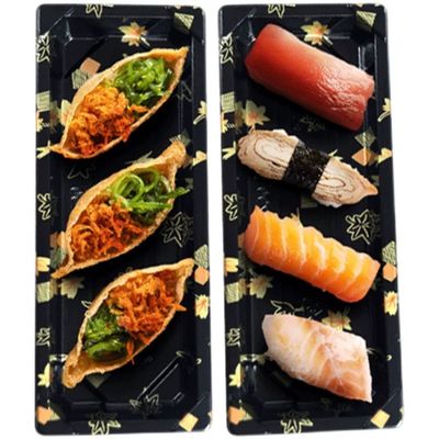 Wholesale High Transparency & Anti-fog PET Sushi Takeaway Tray Box & Clear Lids  Sashimi Thickened Platter Plastic Packaging Box