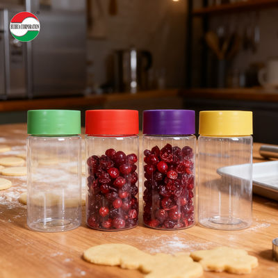 Eco-Friendly Food Grade Round PET Plastic Bottle with Color Screw Lid for Capsule Gummy Walnut Candy