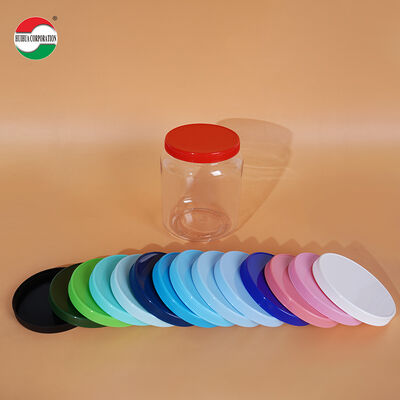 2000/2200/2625ml Food Grade Wide Mouth Clear PET Plastic Jars with Screw Lids Plastic Can clear Bottles Color Lids