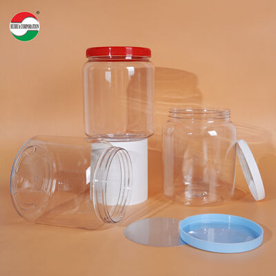 2000/2200/2625ml Food Grade Wide Mouth Clear PET Plastic Jars with Screw Lids Plastic Can clear Bottles Color Lids