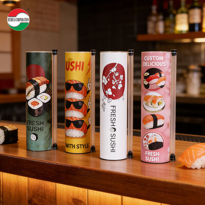 Customized Printed Biodegradable Sushi Push Pop Paper Tube Packaging Food Grade Push up Paper Canister Can