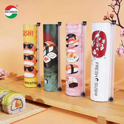 Customized Printed Biodegradable Sushi Push Pop Paper Tube Packaging Food Grade Push up Paper Canister Can