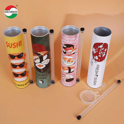 Custom Printed Eco-friendly Push Pop Sushi Cylinder Paper Tube Disposable Food Grade Sushi Packaging