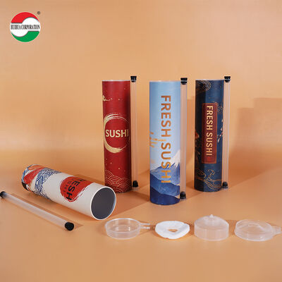 Food Grade Eco Friendly Sushi Push Pop Paper Tube Container with Customized Logo