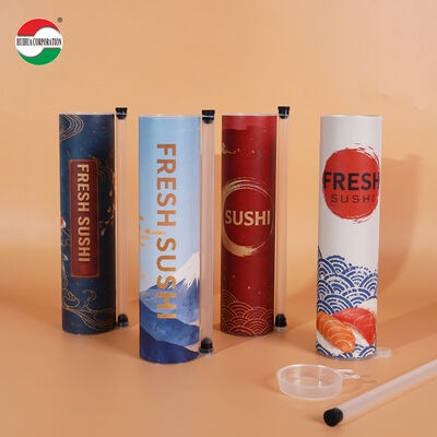 Food Grade Eco Friendly Sushi Push Pop Paper Tube Container with Customized Logo