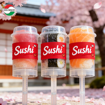 Food Grade PP Push Up Tubes Empty Clear Plastic Push Pop Containers Custom Silk Print Logo For Sushi Mousse Cake Dessert Packaging