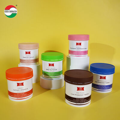 Food Grade HDPE Plastic Bottle Recyclable Supplement Containers Custom Logo Print For Vitamin Tablets Capsules Packaging