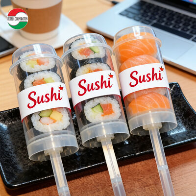 Custom Printed Eco-Friendly PP Plastic Cylinder Push-Up Tube for Serving Cake and Sushi Food Use